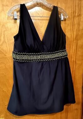 1736.  Longitude Black Swimsuit Dress Size 16 One Piece